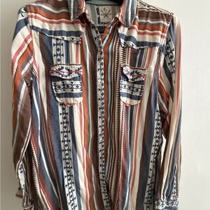 Women's Multicolor Striped Button Down Shirt